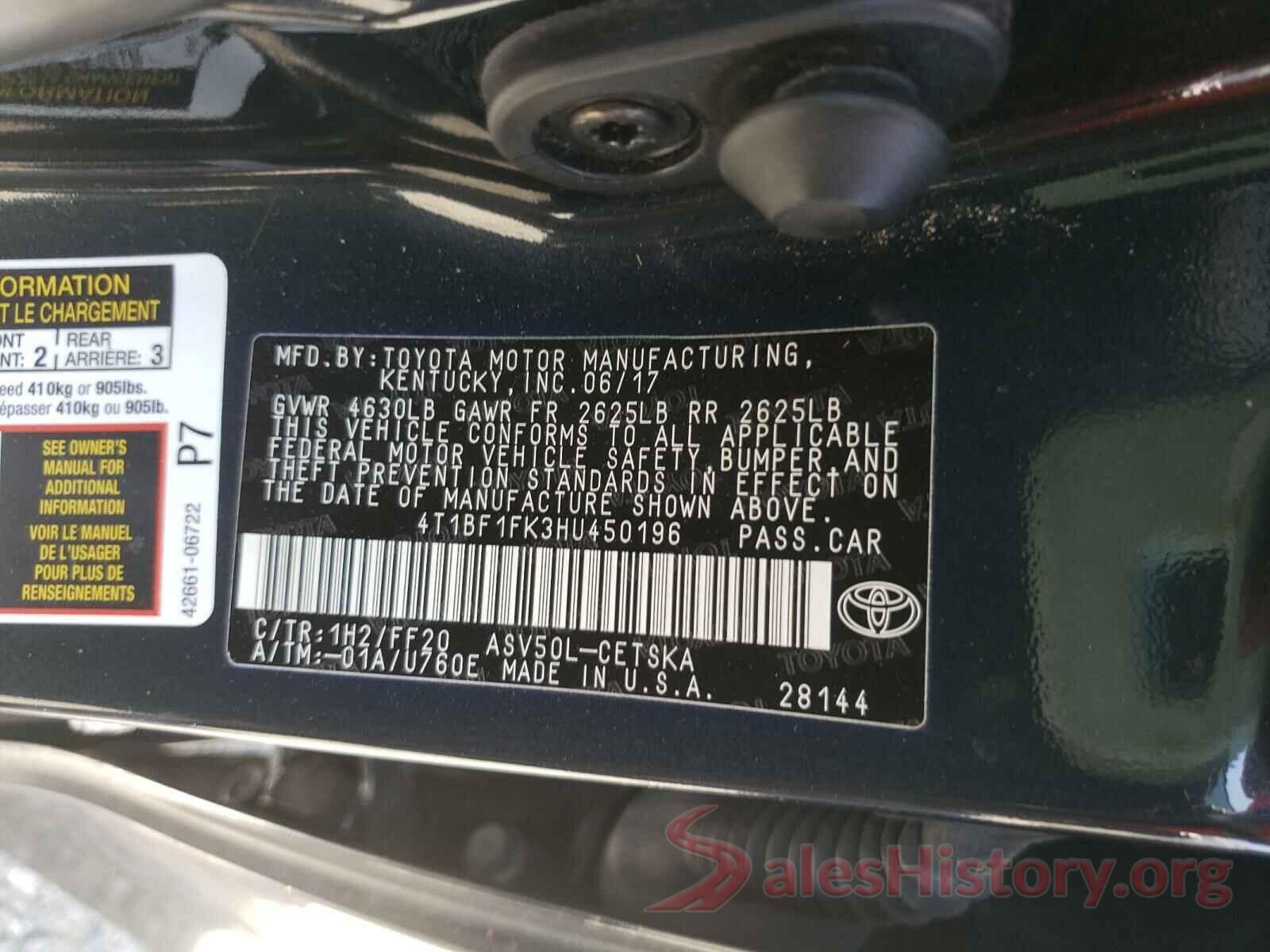 4T1BF1FK3HU450196 2017 TOYOTA CAMRY