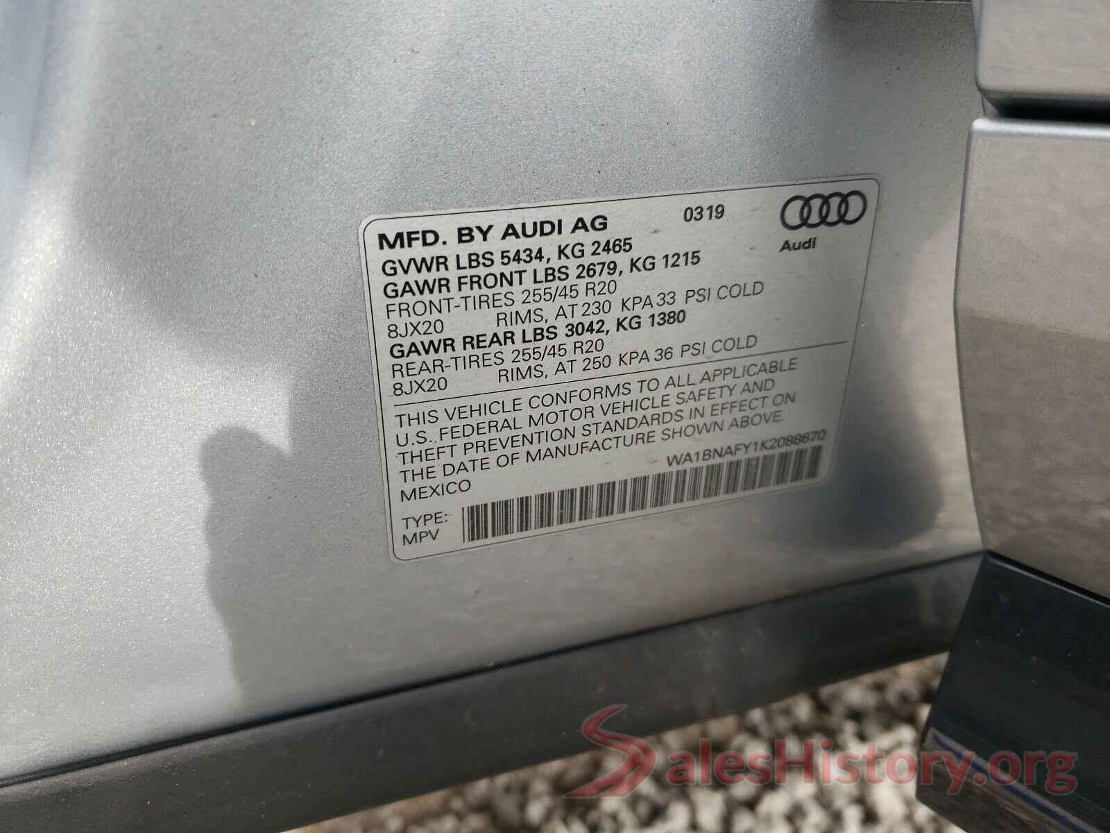 WA1BNAFY1K2088670 2019 AUDI Q5