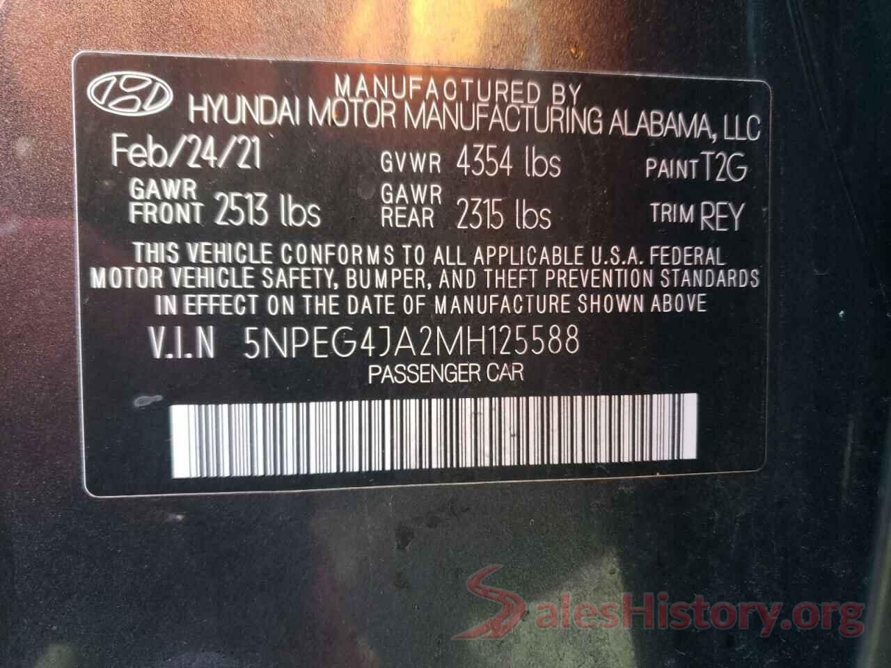 5NPEG4JA2MH125588 2021 HYUNDAI SONATA