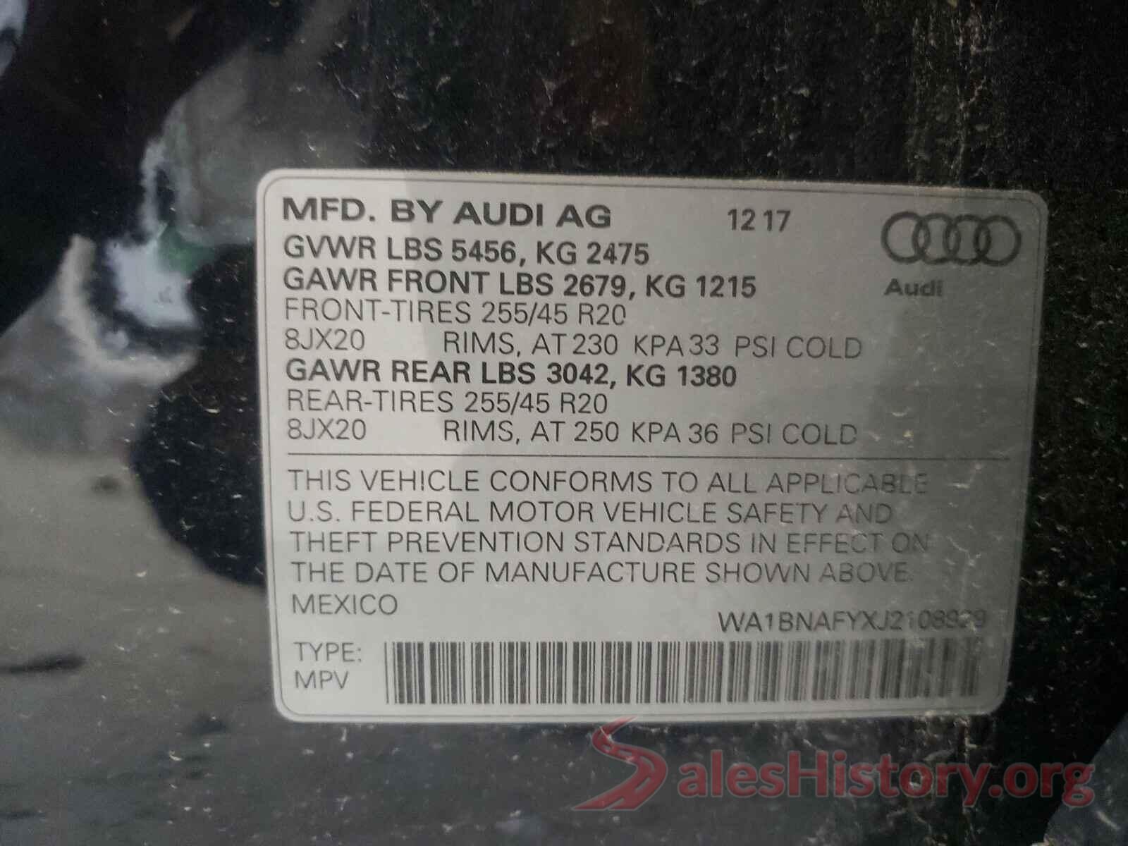 WA1BNAFYXJ2108929 2018 AUDI Q5