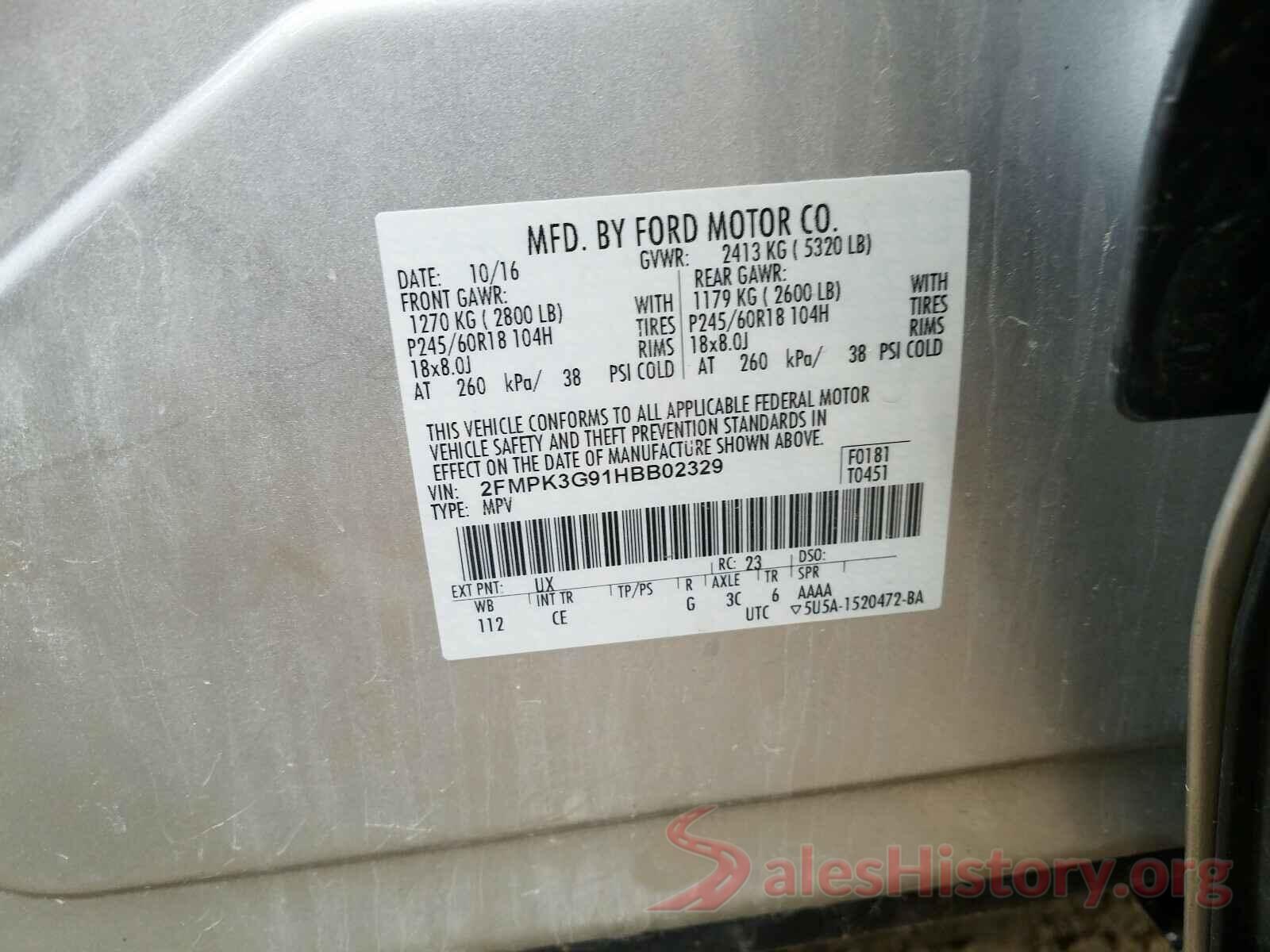 2FMPK3G91HBB02329 2017 FORD EDGE