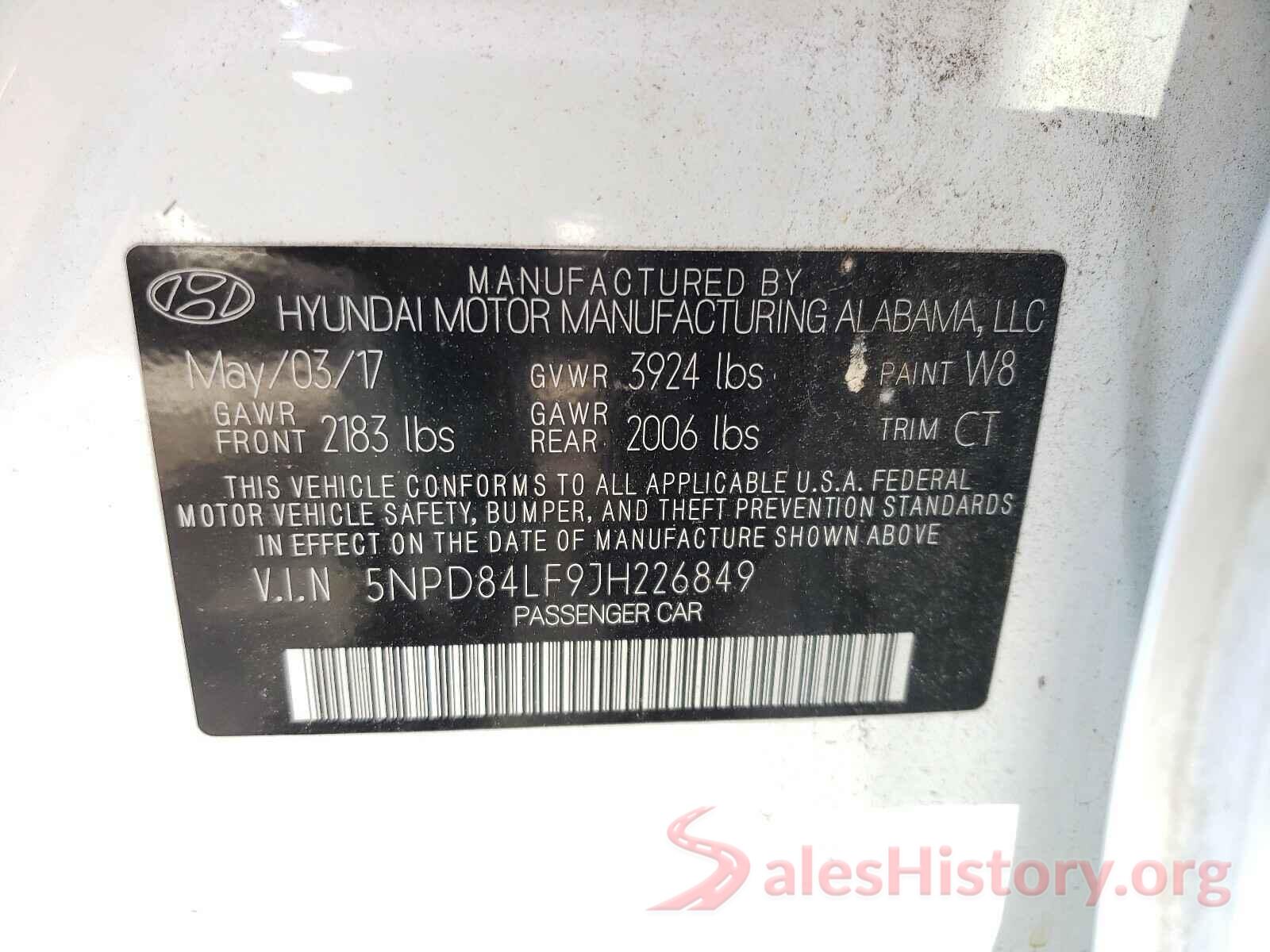 5NPD84LF9JH226849 2018 HYUNDAI ELANTRA