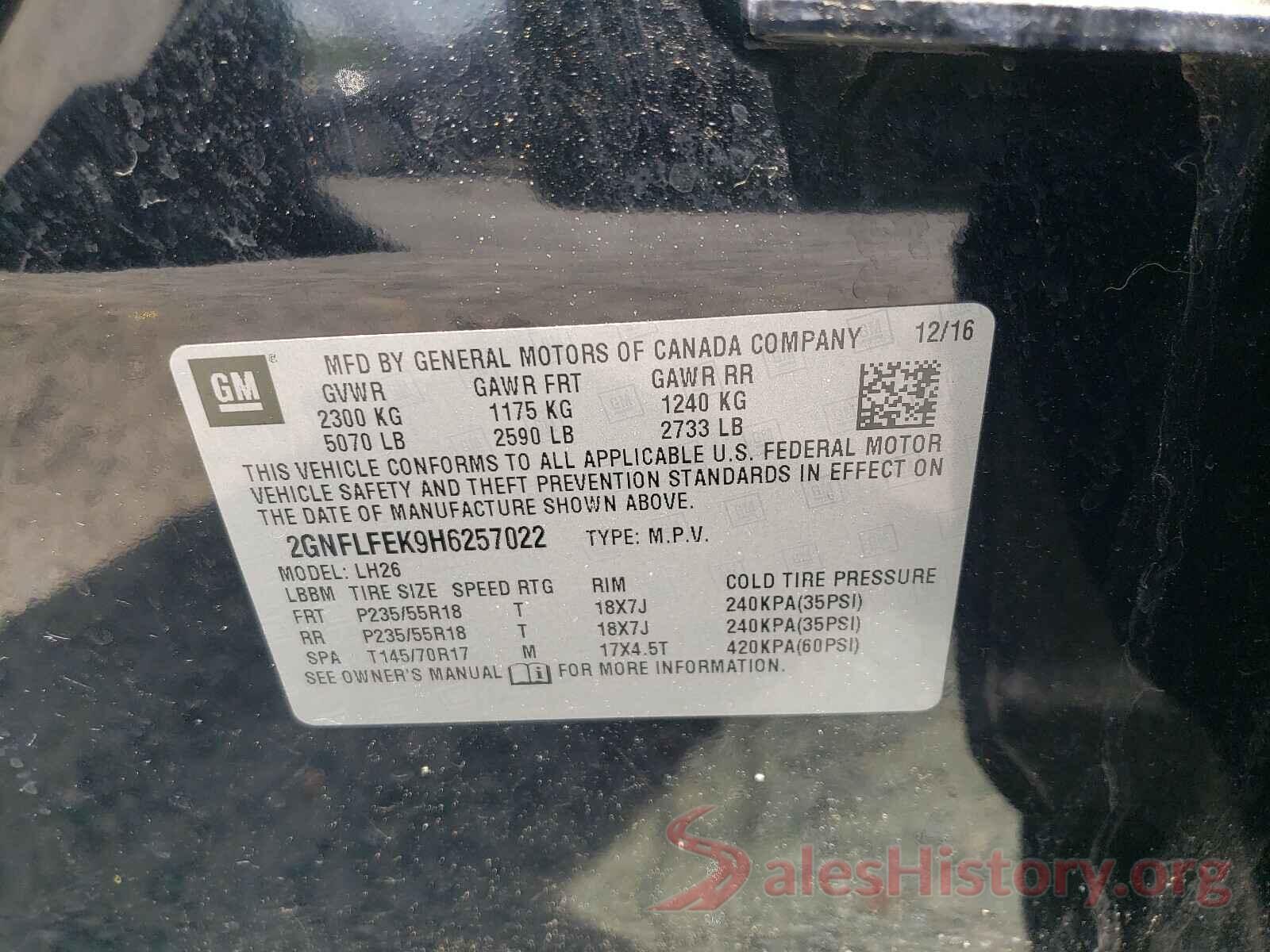 2GNFLFEK9H6257022 2017 CHEVROLET EQUINOX