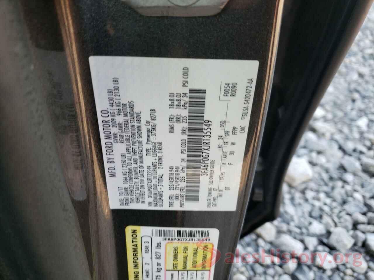 3FA6P0G7XJR135549 2018 FORD FUSION