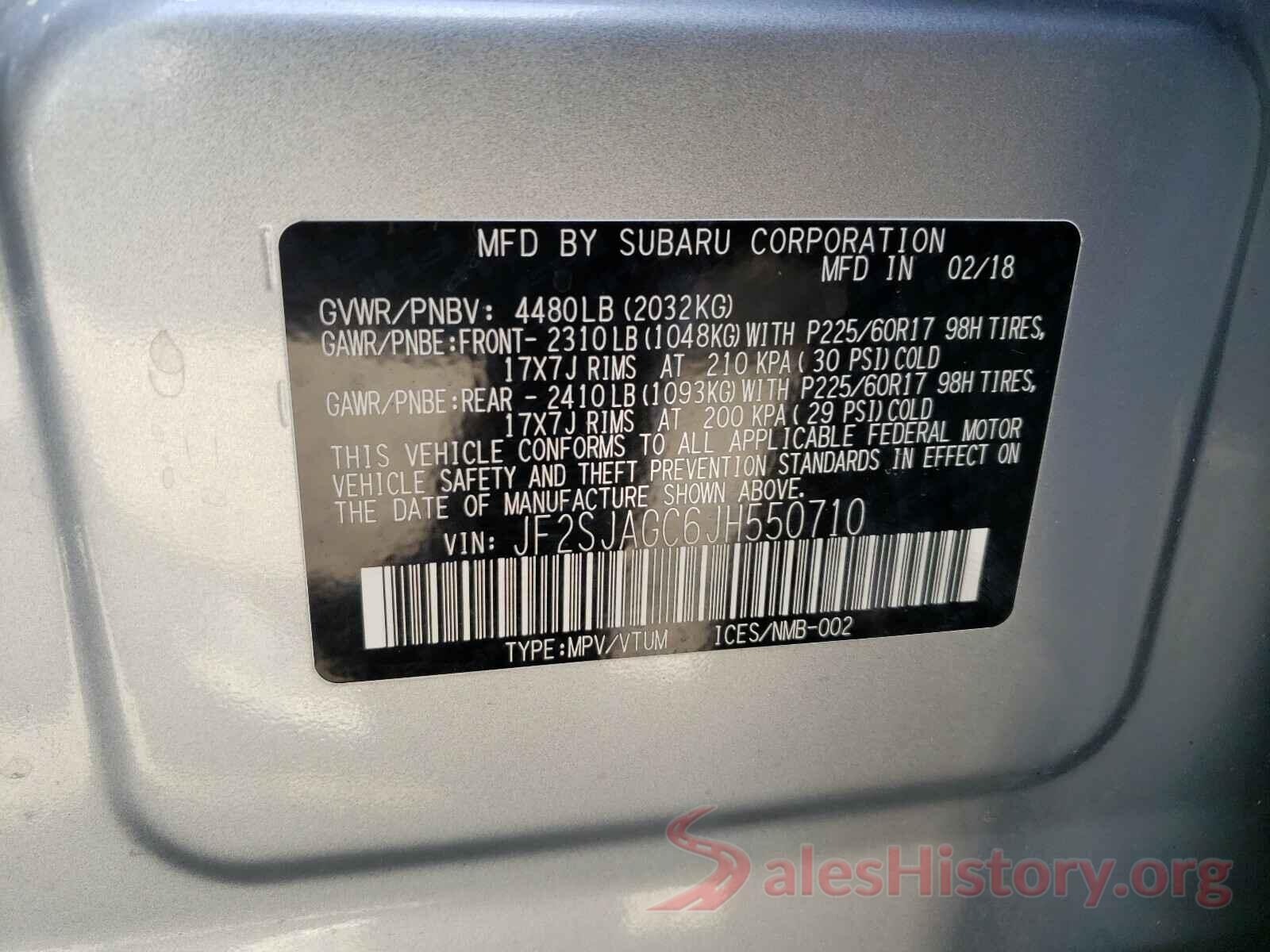 JF2SJAGC6JH550710 2018 SUBARU FORESTER