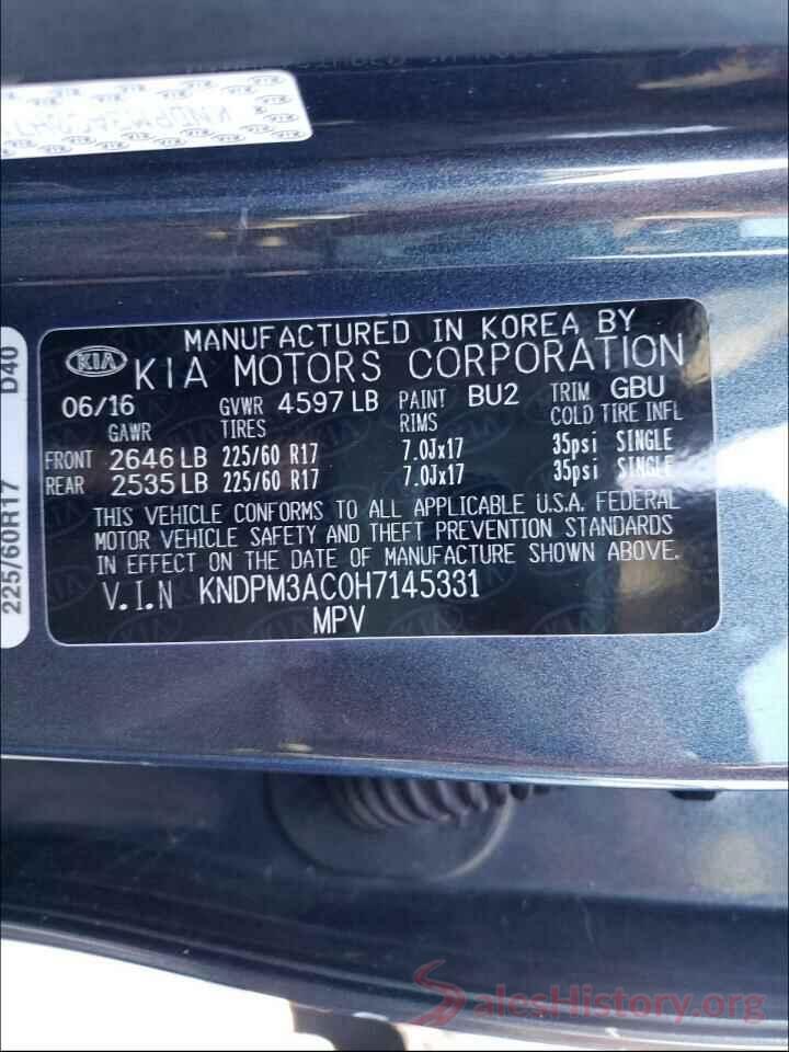 KNDPM3AC0H7145331 2017 KIA SPORTAGE