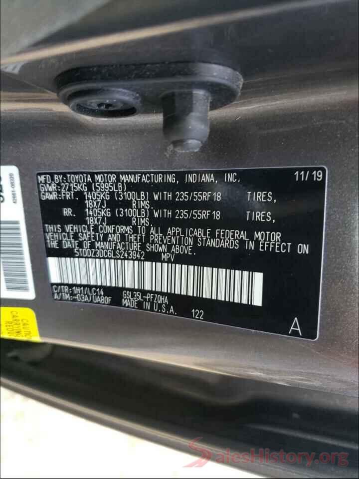 5TDDZ3DC6LS243942 2020 TOYOTA SIENNA