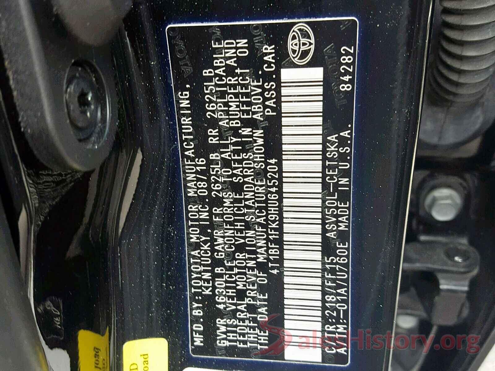 4T1BF1FK9HU645204 2017 TOYOTA CAMRY