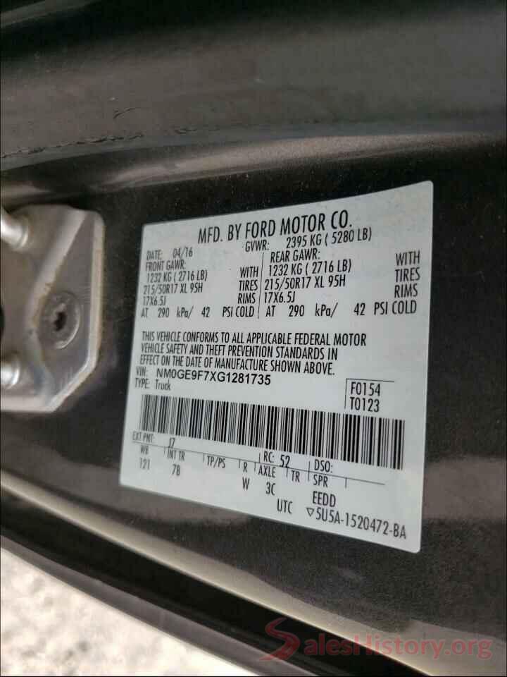 NM0GE9F7XG1281735 2016 FORD TRANSIT CO