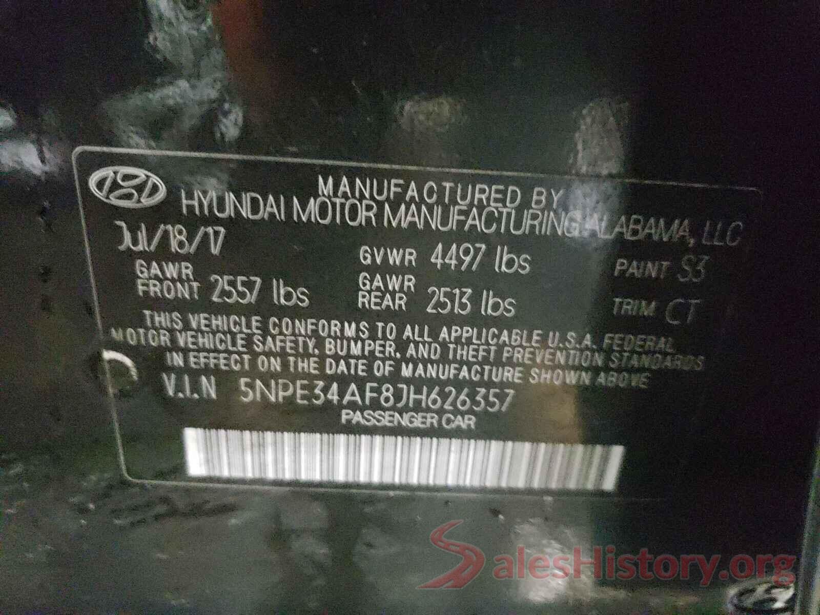 5NPE34AF8JH626357 2018 HYUNDAI SONATA