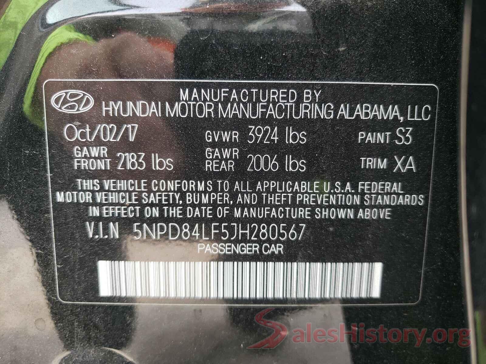 5NPD84LF5JH280567 2018 HYUNDAI ELANTRA