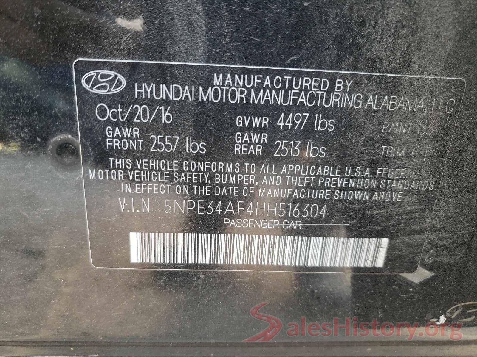 5NPE34AF4HH516304 2017 HYUNDAI SONATA