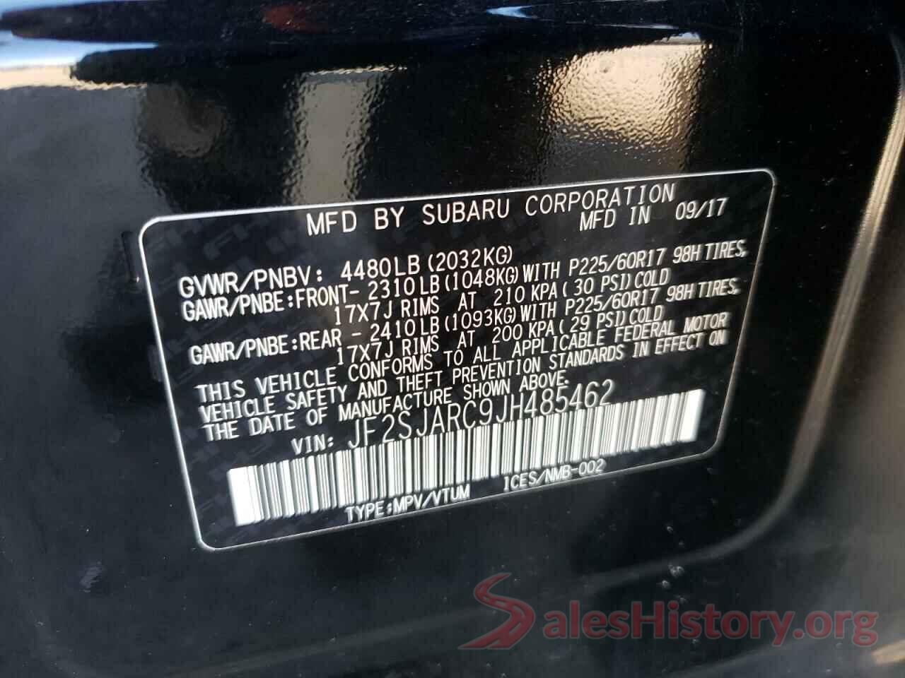 JF2SJARC9JH485462 2018 SUBARU FORESTER