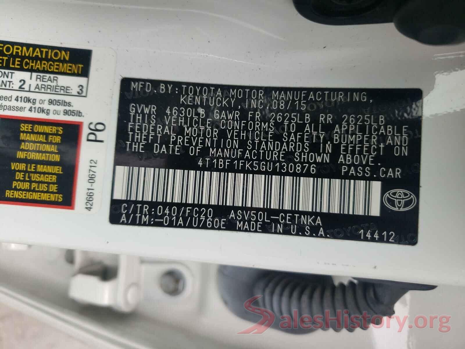 4T1BF1FK5GU130876 2016 TOYOTA CAMRY