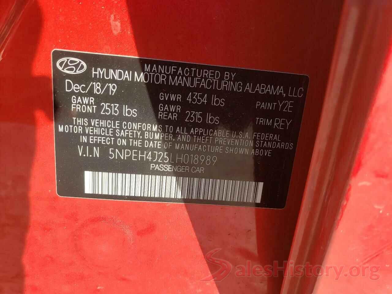 5NPEH4J25LH018989 2020 HYUNDAI SONATA