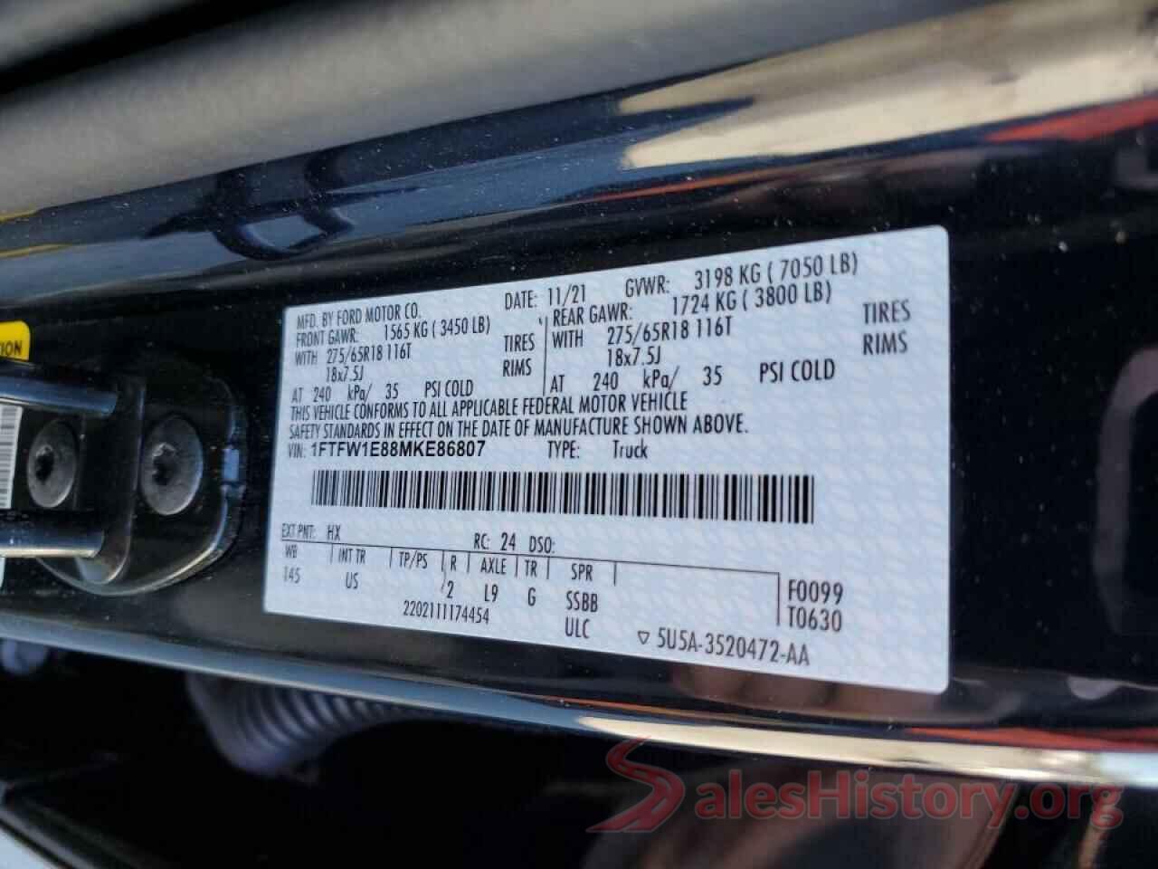 1FTFW1E88MKE86807 2021 FORD F-150