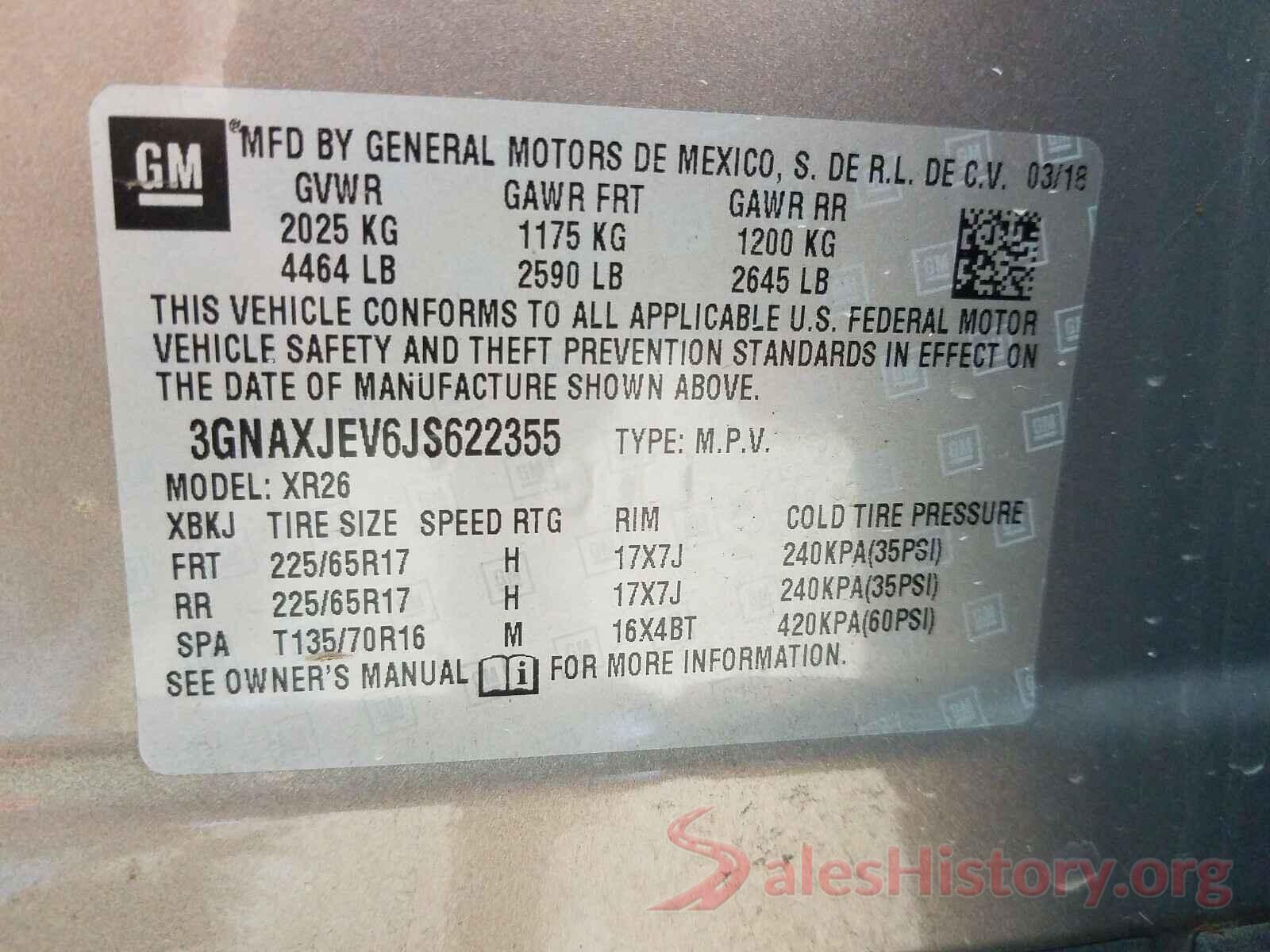 3GNAXJEV6JS622355 2018 CHEVROLET EQUINOX