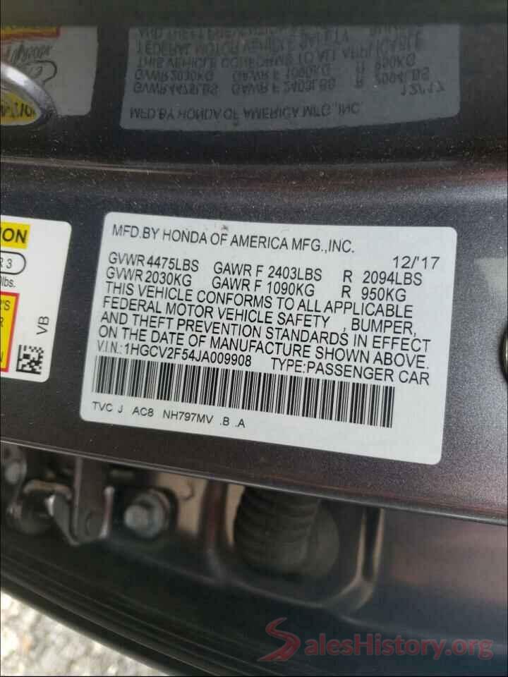 1HGCV2F54JA009908 2018 HONDA ACCORD