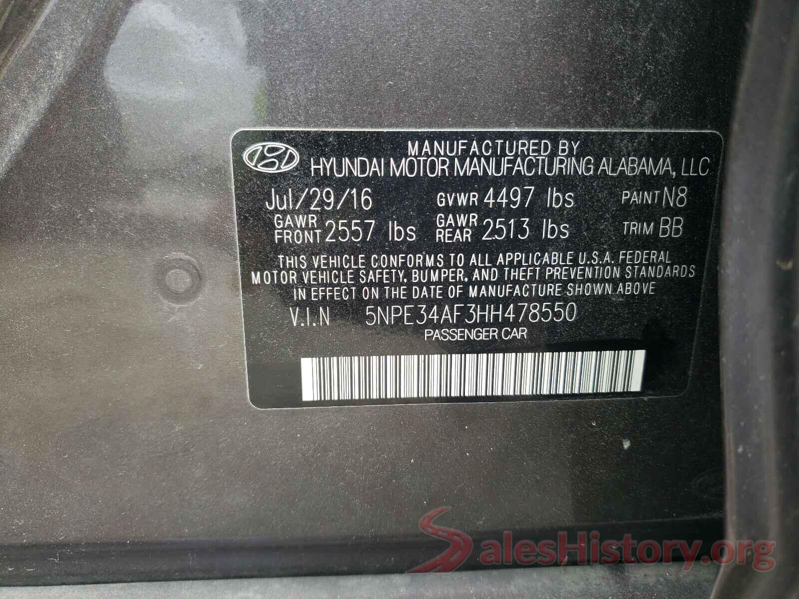 5NPE34AF3HH478550 2017 HYUNDAI SONATA