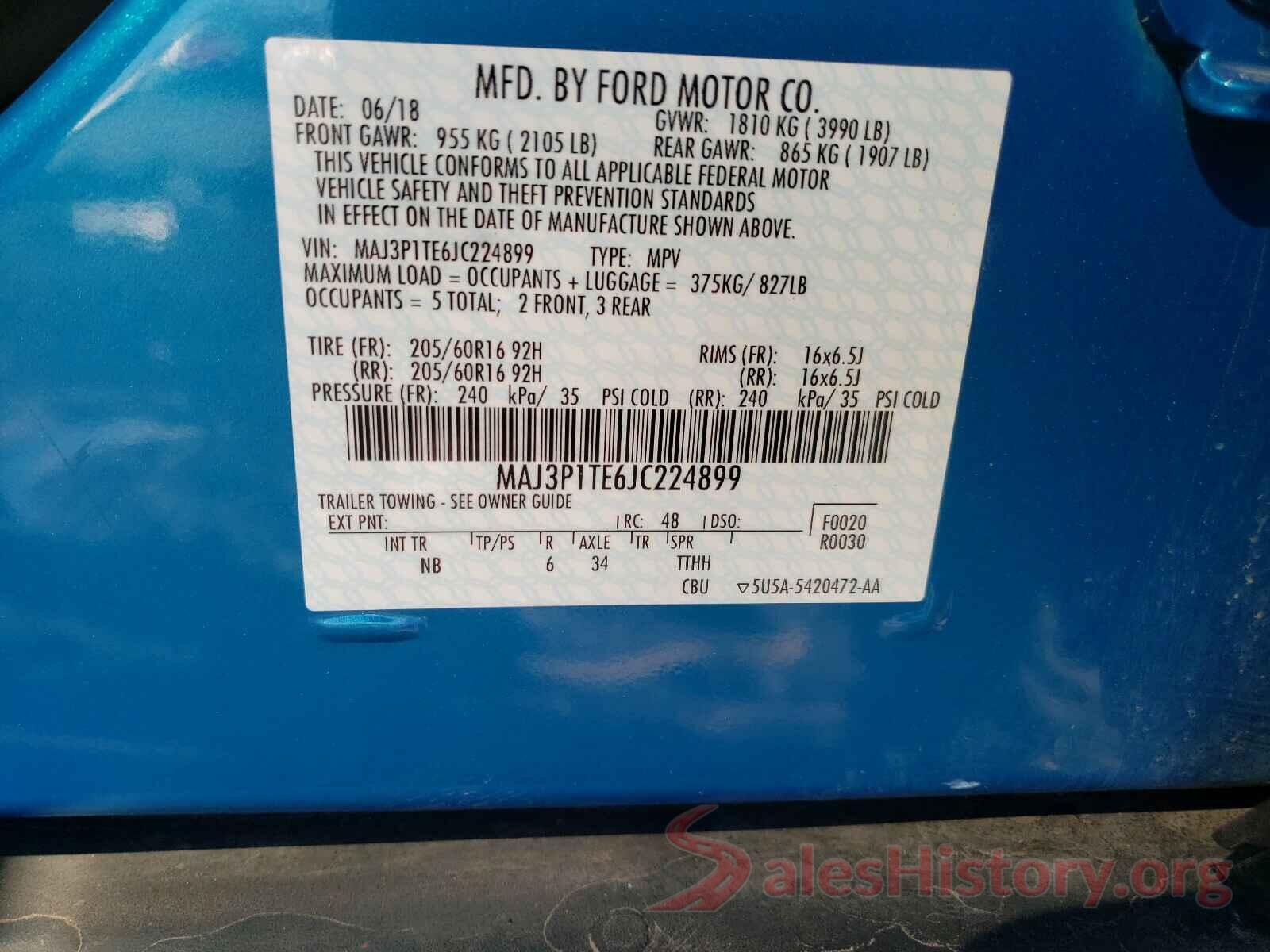 MAJ3P1TE6JC224899 2018 FORD ALL OTHER