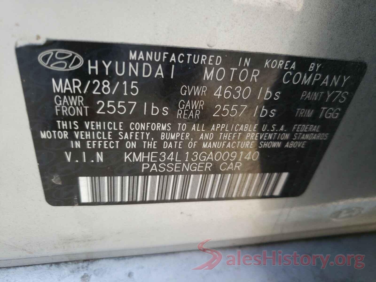 KMHE34L13GA009140 2016 HYUNDAI SONATA