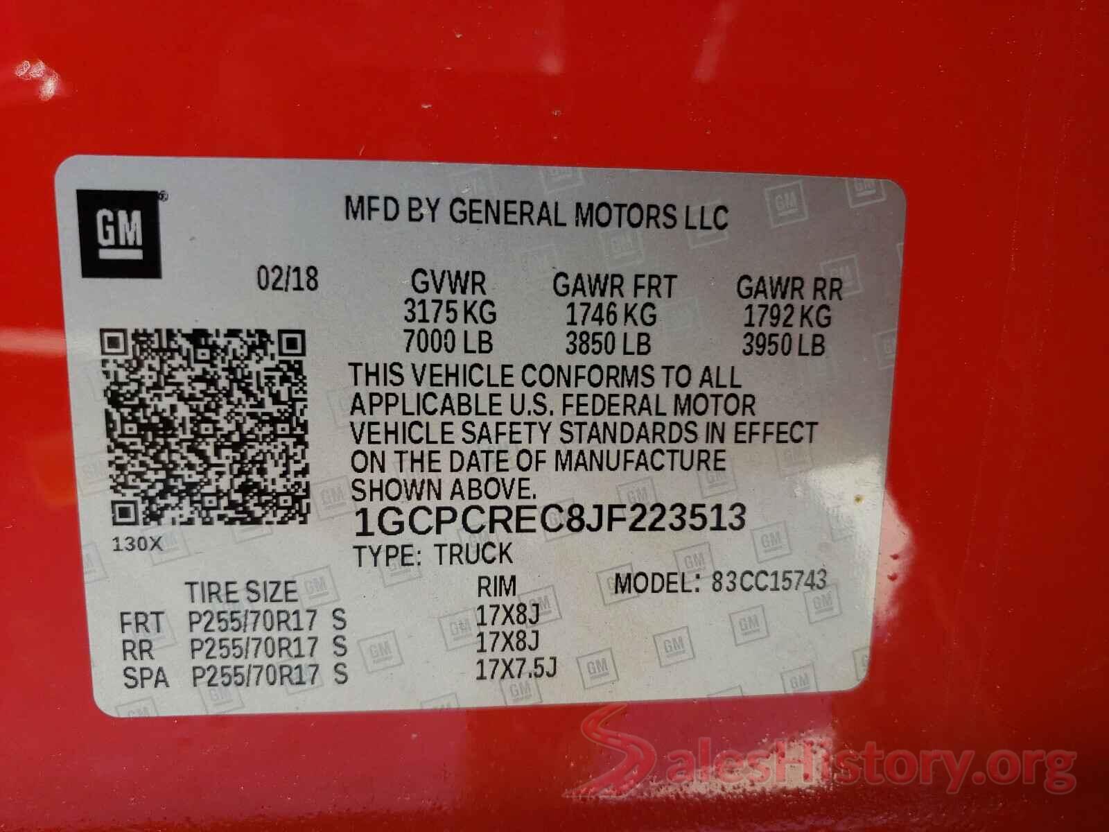 1GCPCREC8JF223513 2018 CHEVROLET SILVERADO