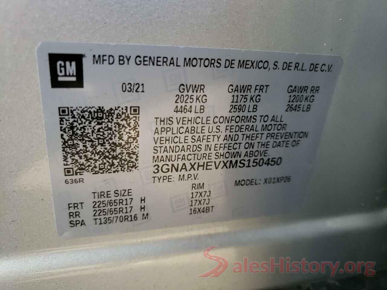 3GNAXHEVXMS150450 2021 CHEVROLET EQUINOX