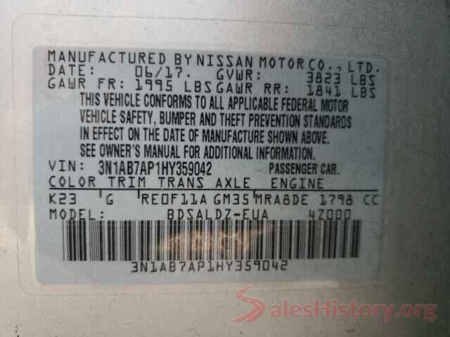 3N1AB7AP1HY359042 2017 NISSAN SENTRA