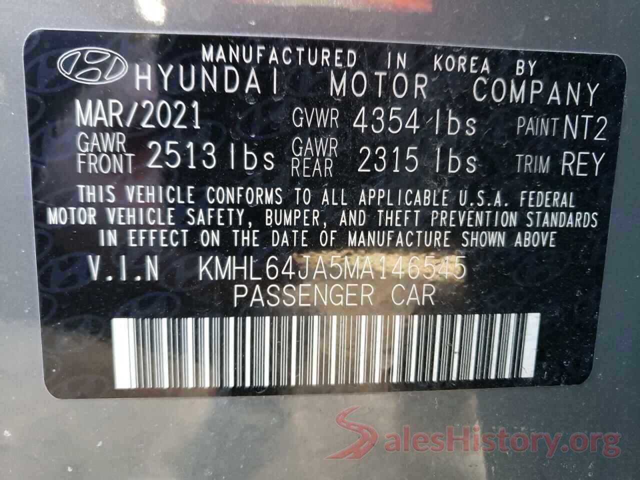 KMHL64JA5MA146545 2021 HYUNDAI SONATA