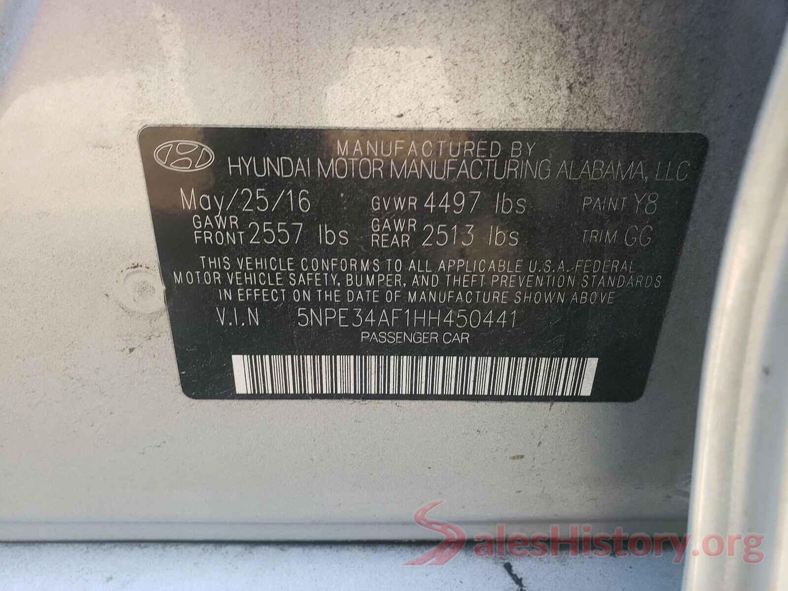 5NPE34AF1HH450441 2017 HYUNDAI SONATA