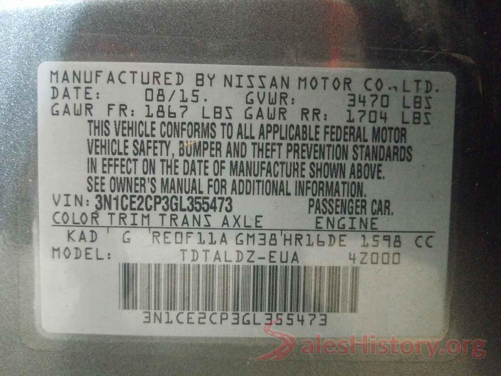 3N1CE2CP3GL355473 2016 NISSAN VERSA