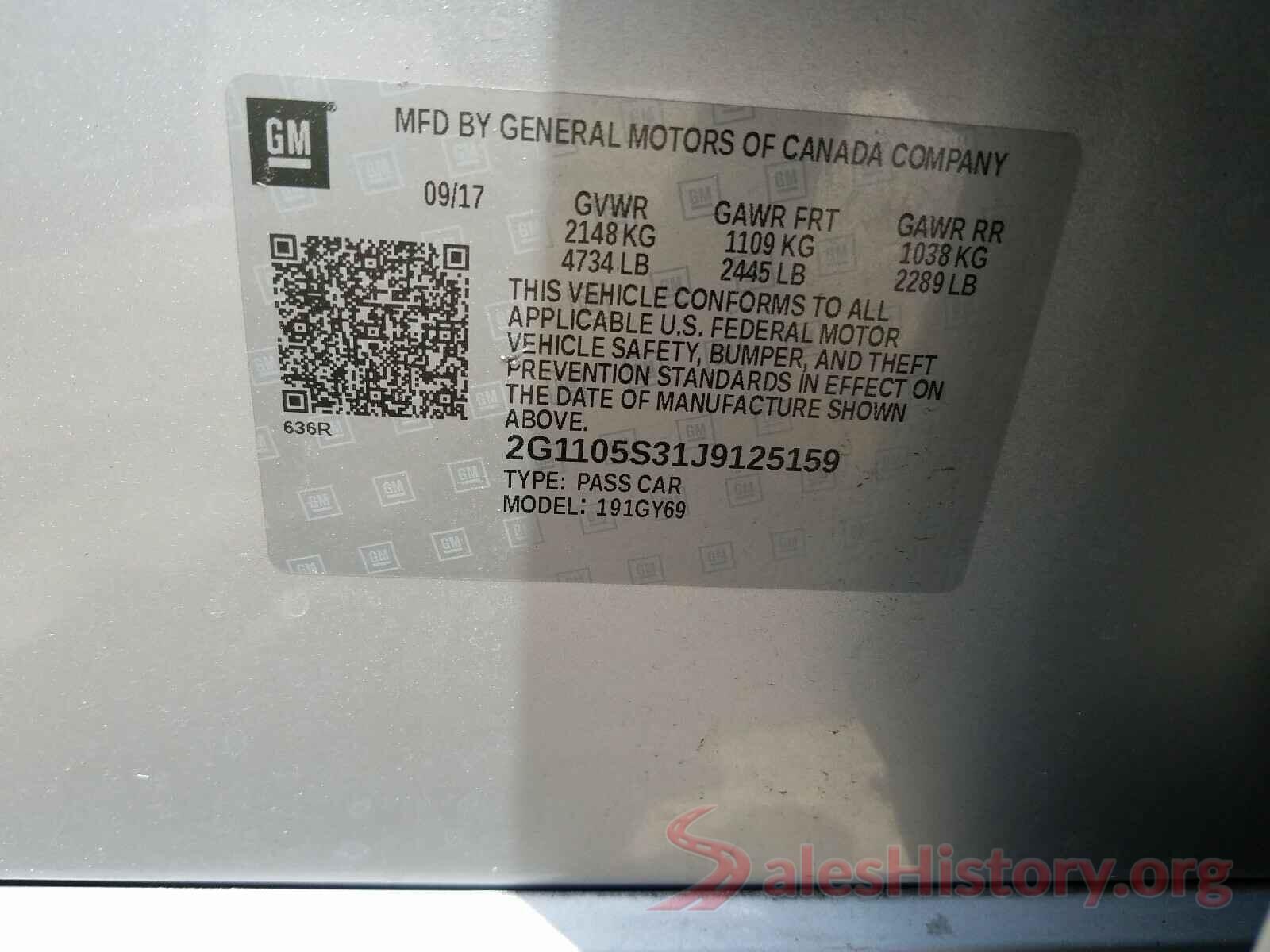 2G1105S31J9125159 2018 CHEVROLET IMPALA