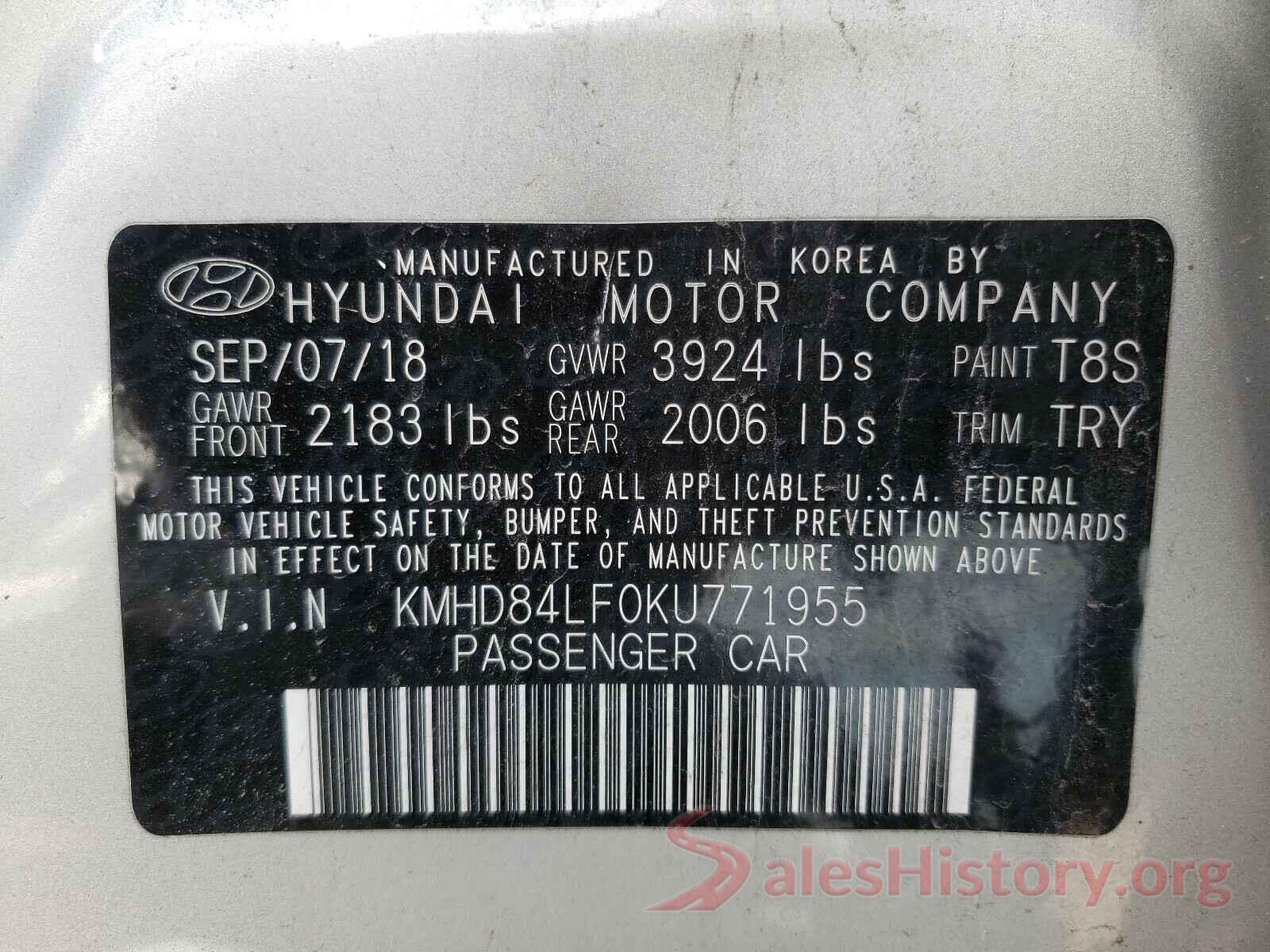 KMHD84LF0KU771955 2019 HYUNDAI ELANTRA