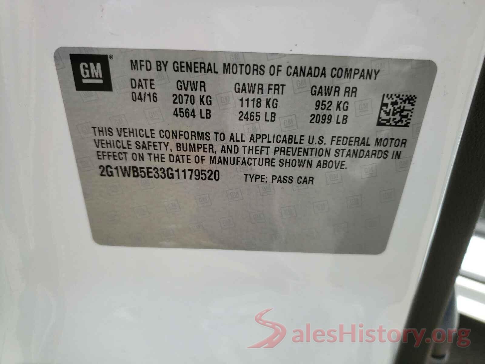 2G1WB5E33G1179520 2016 CHEVROLET IMPALA