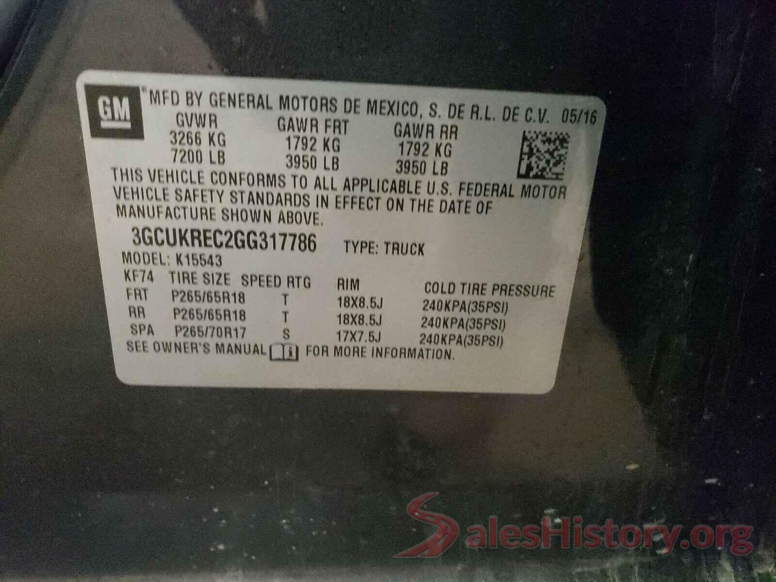 3GCUKREC2GG317786 2016 CHEVROLET SILVERADO