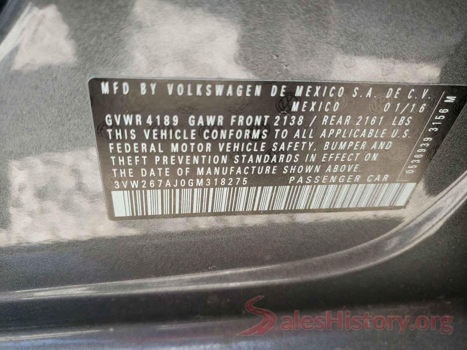 3VW267AJ0GM318275 2016 VOLKSWAGEN JETTA