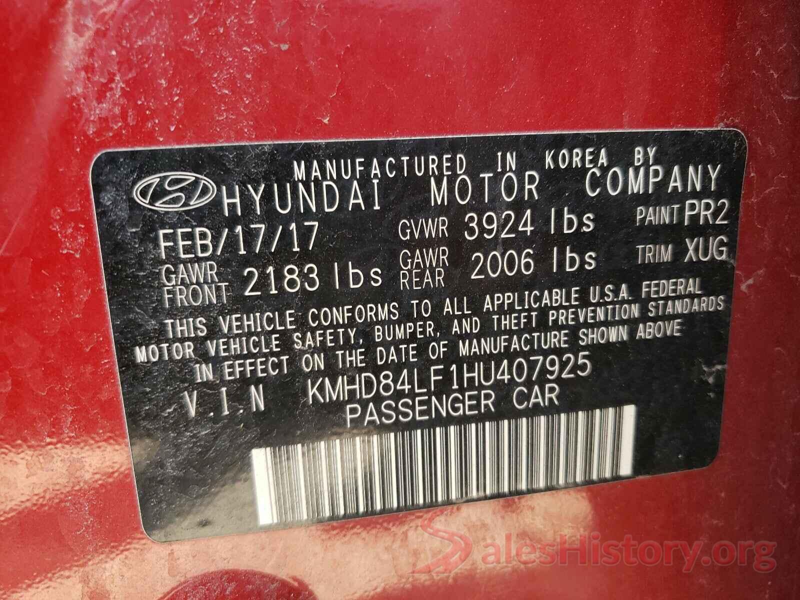 KMHD84LF1HU407925 2017 HYUNDAI ELANTRA