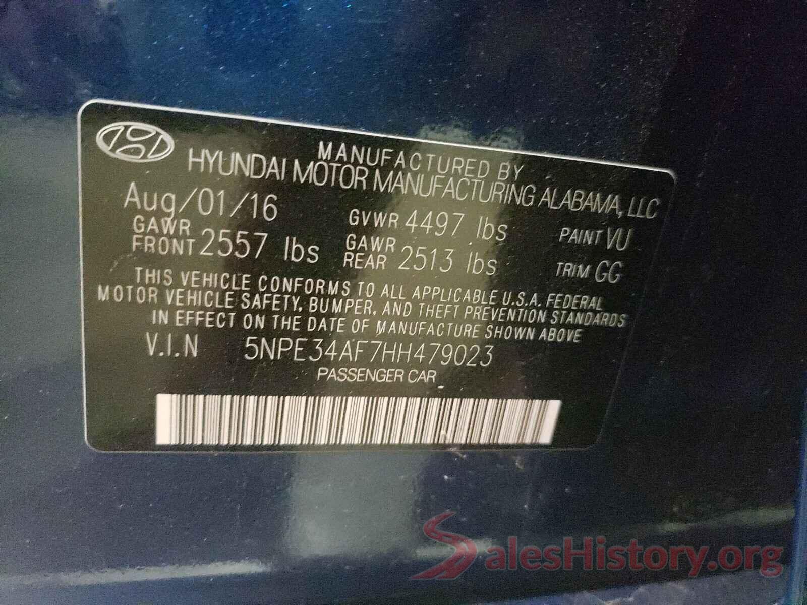 5NPE34AF7HH479023 2017 HYUNDAI SONATA