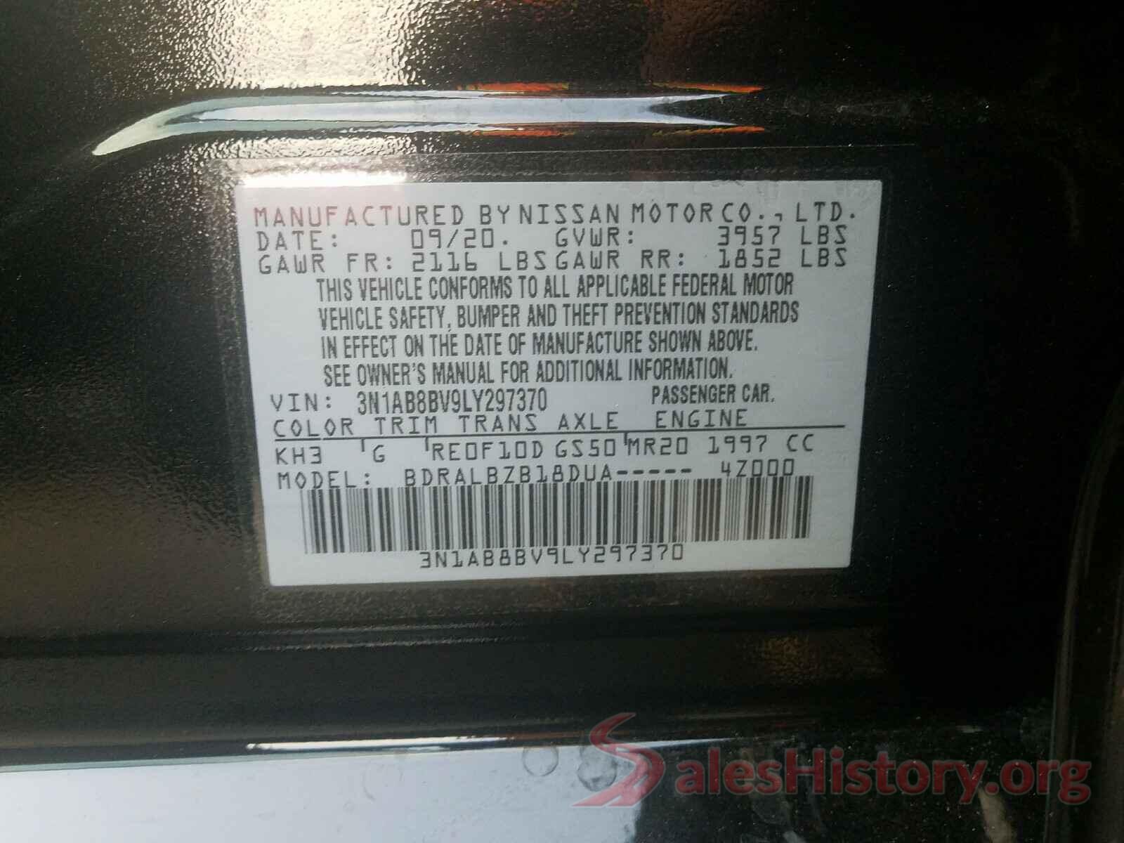 3N1AB8BV9LY297370 2020 NISSAN SENTRA