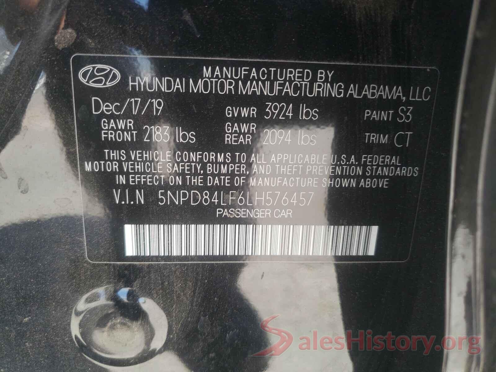 5NPD84LF6LH576457 2020 HYUNDAI ELANTRA