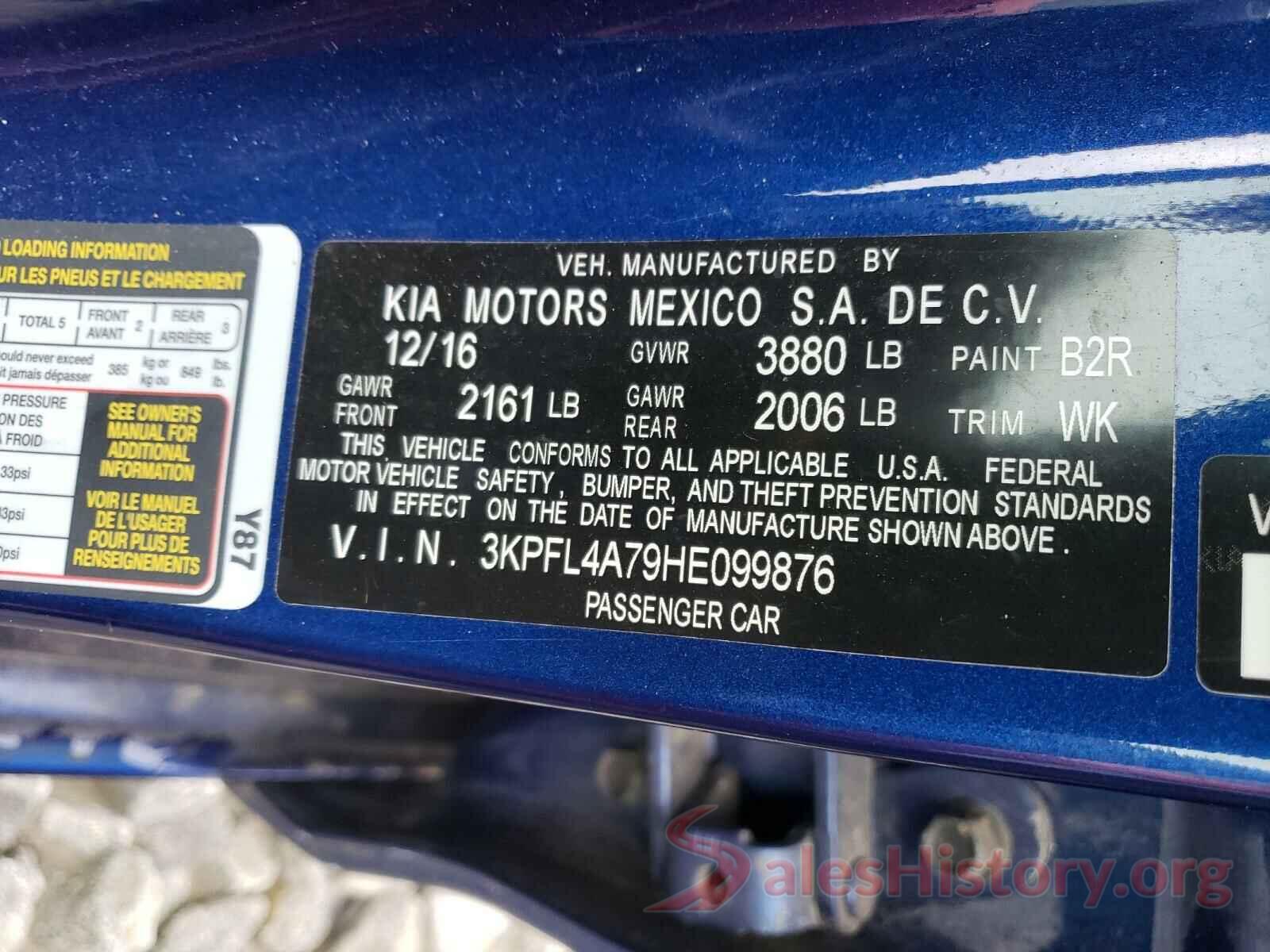 3KPFL4A79HE099876 2017 KIA FORTE