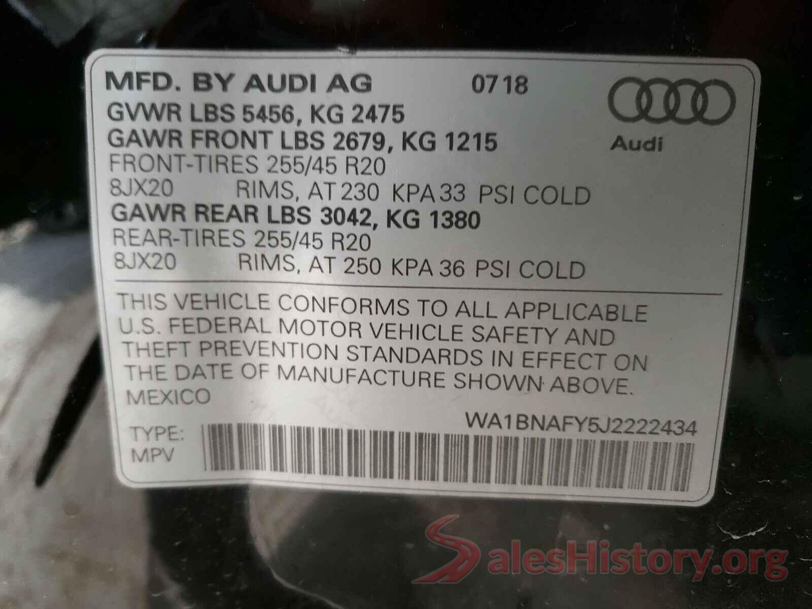 WA1BNAFY5J2222434 2018 AUDI Q5