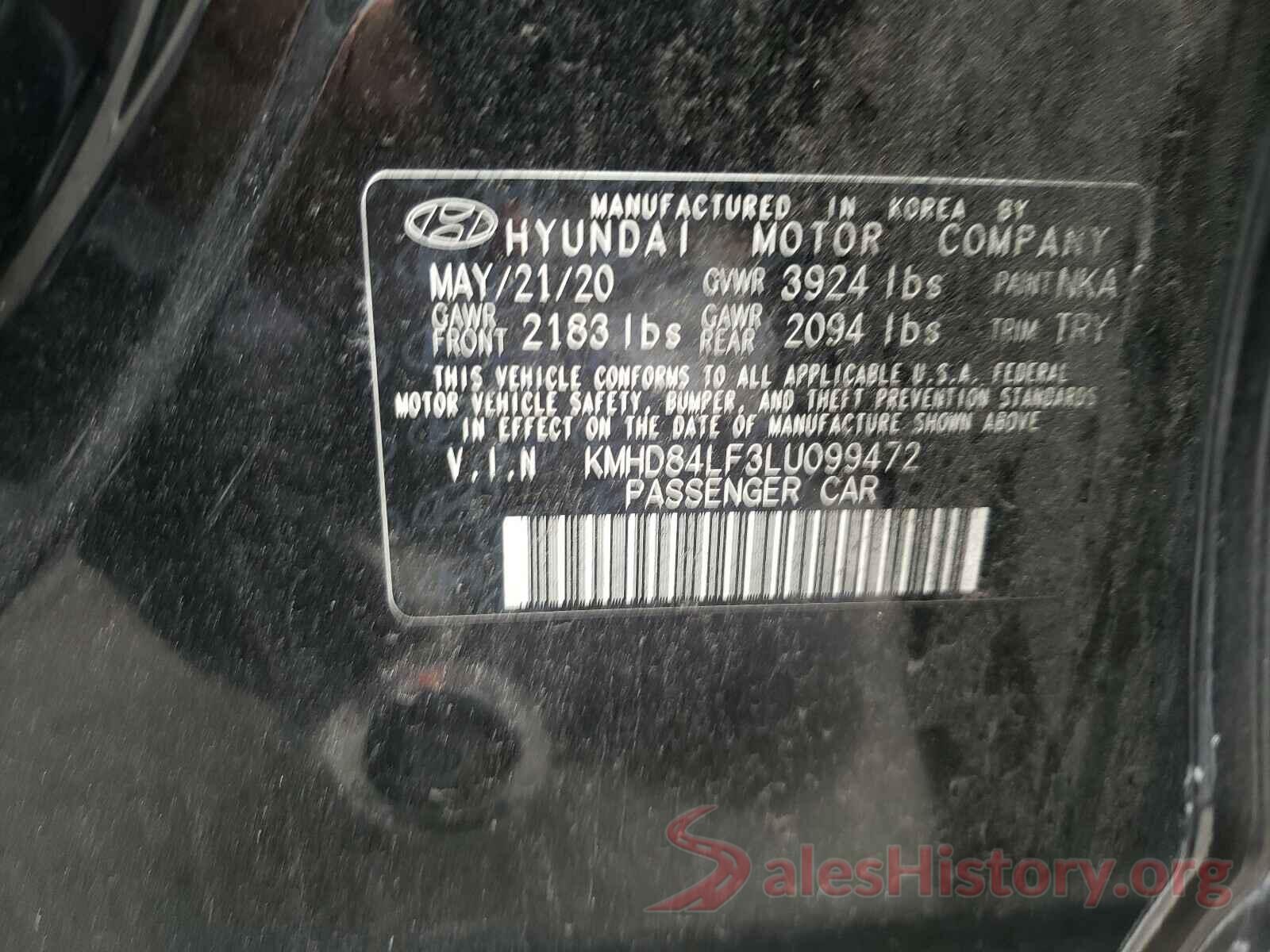 KMHD84LF3LU099472 2020 HYUNDAI ELANTRA