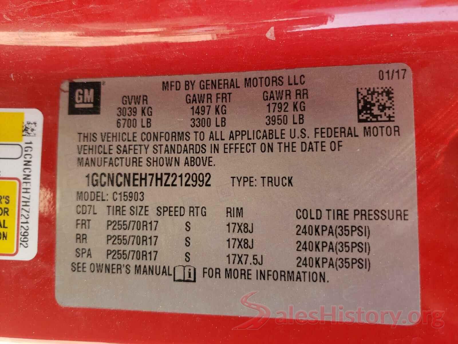 1GCNCNEH7HZ212992 2017 CHEVROLET SILVERADO