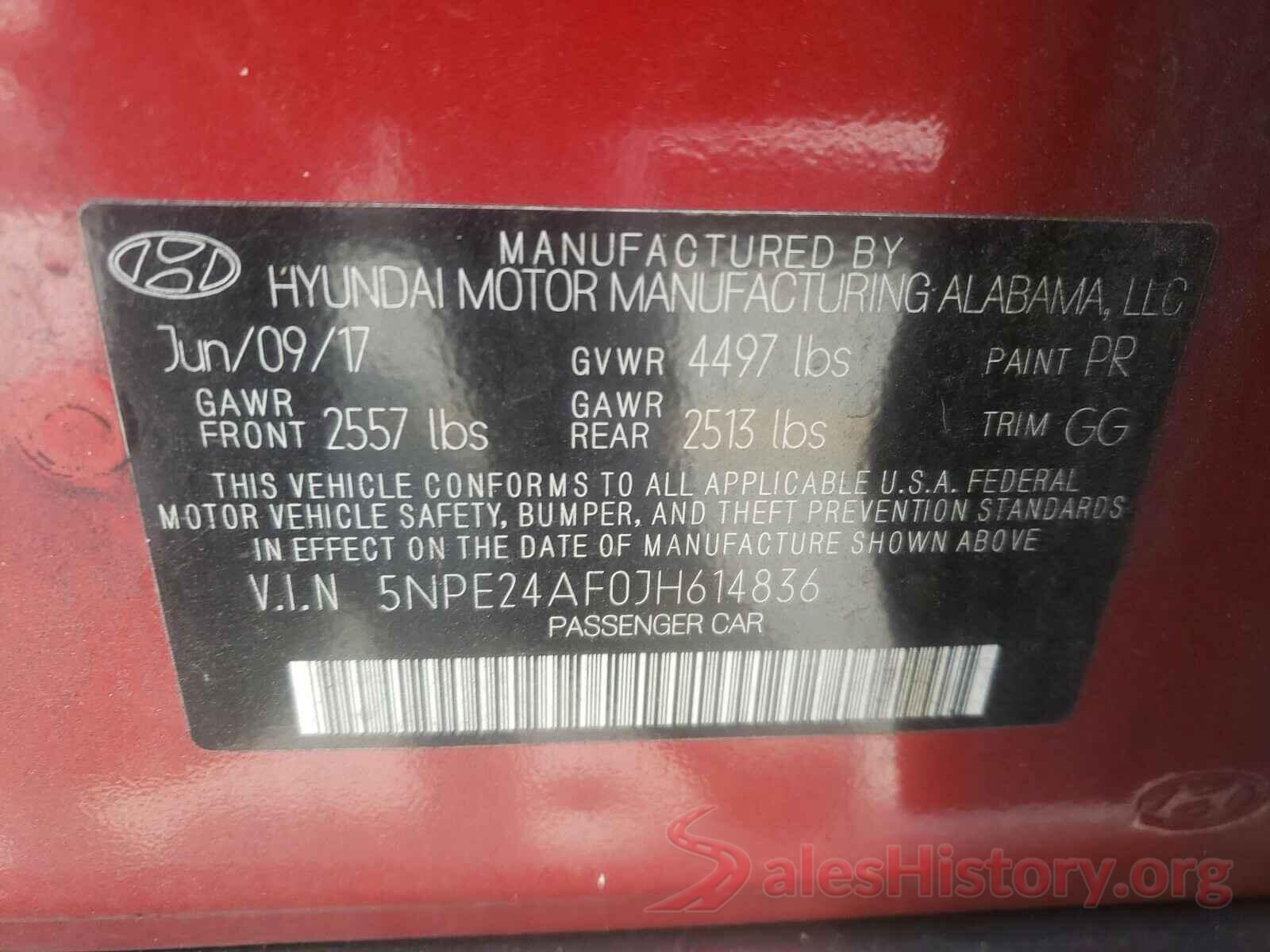 5NPE24AF0JH614836 2018 HYUNDAI SONATA