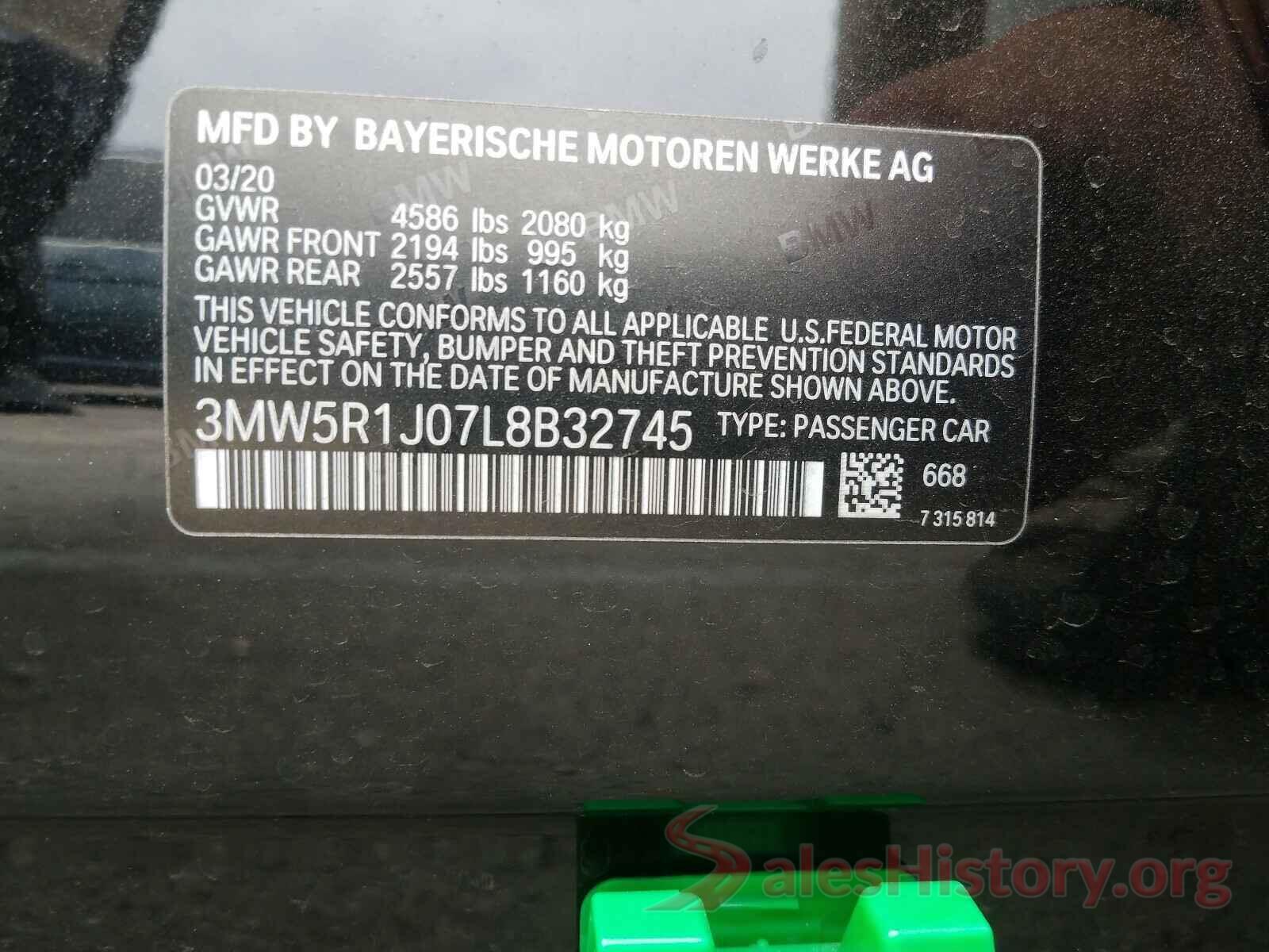 3MW5R1J07L8B32745 2020 BMW 3 SERIES