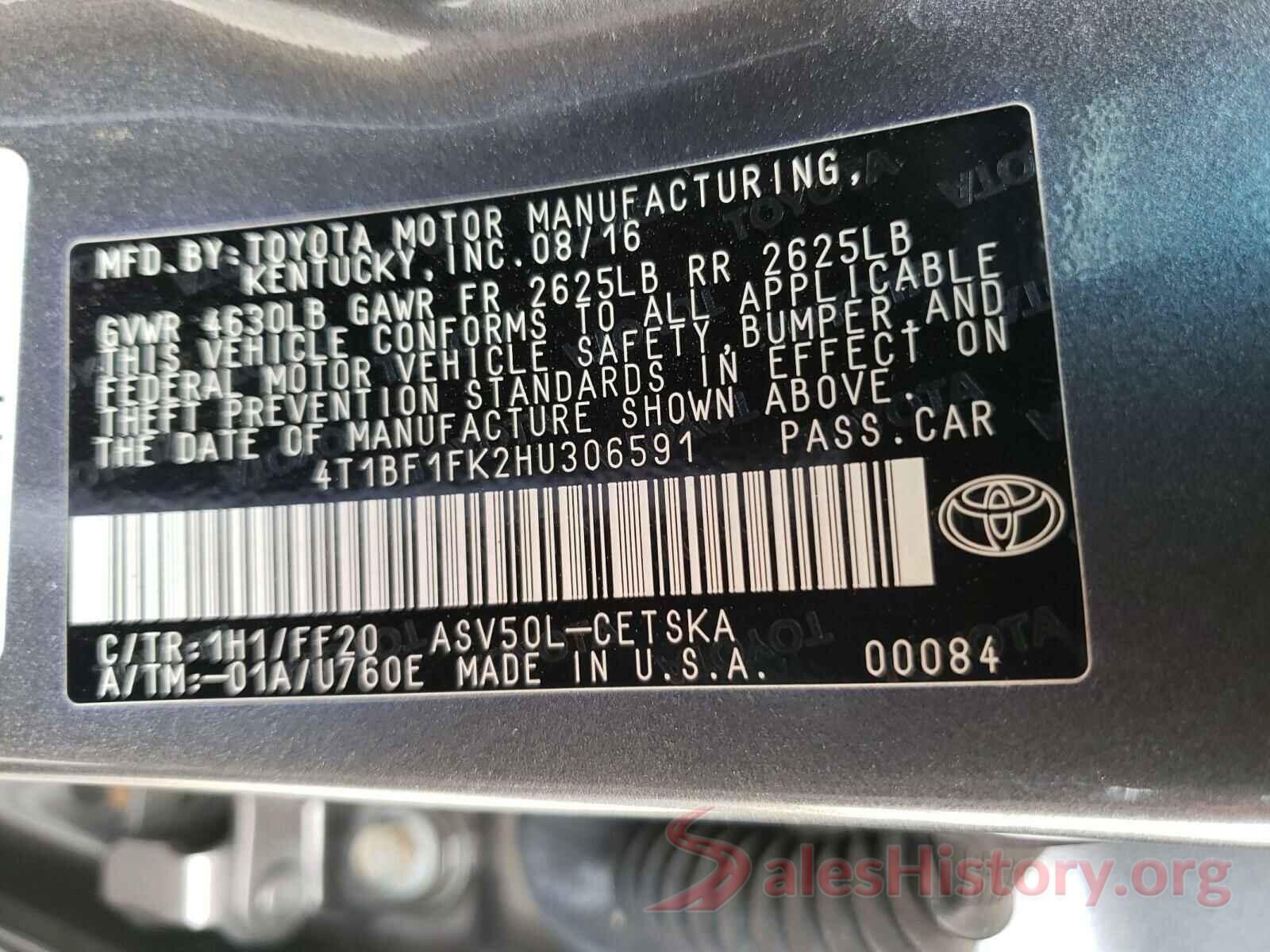 4T1BF1FK2HU306591 2017 TOYOTA CAMRY