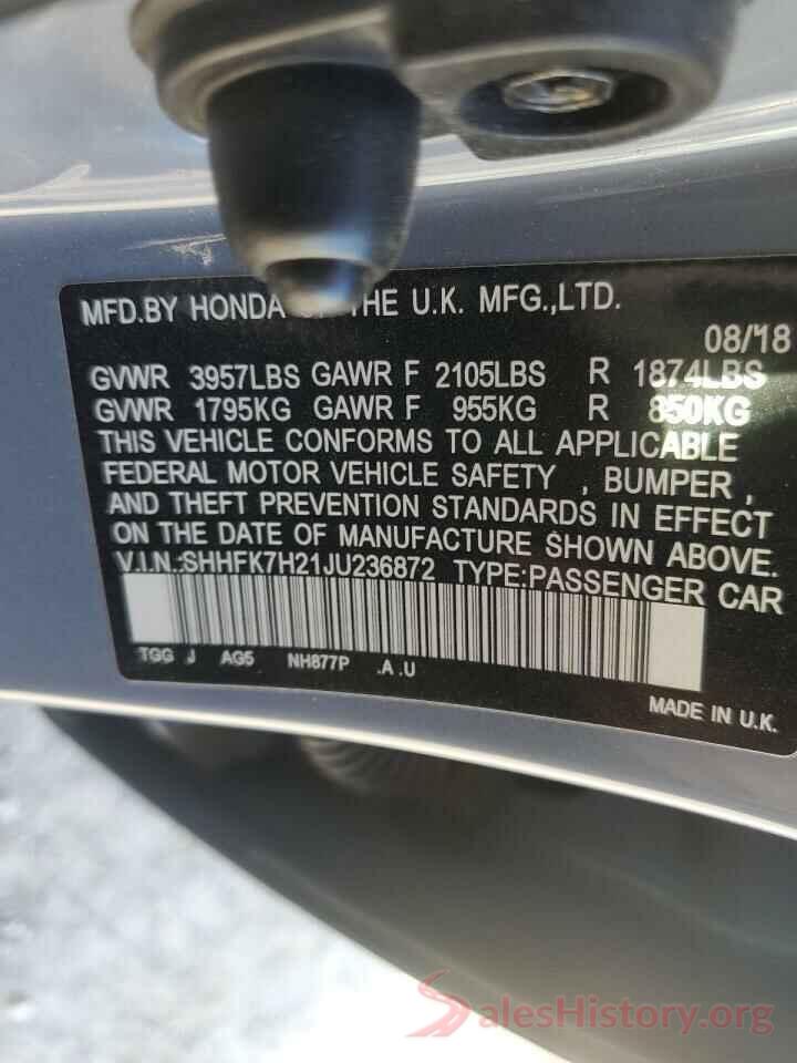 SHHFK7H21JU236872 2018 HONDA CIVIC