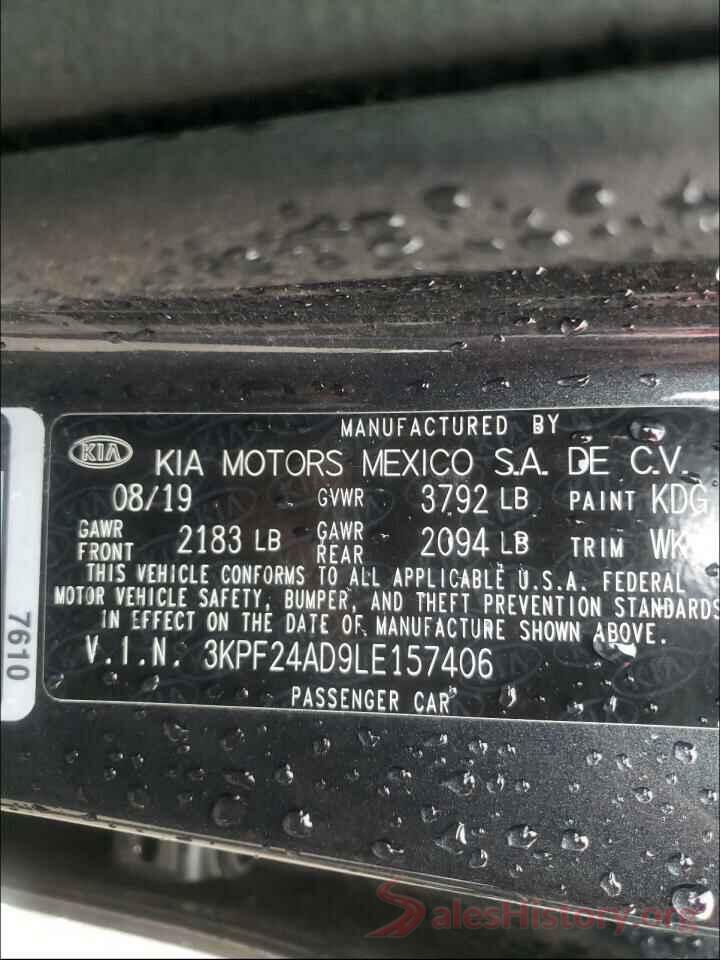 3KPF24AD9LE157406 2020 KIA FORTE