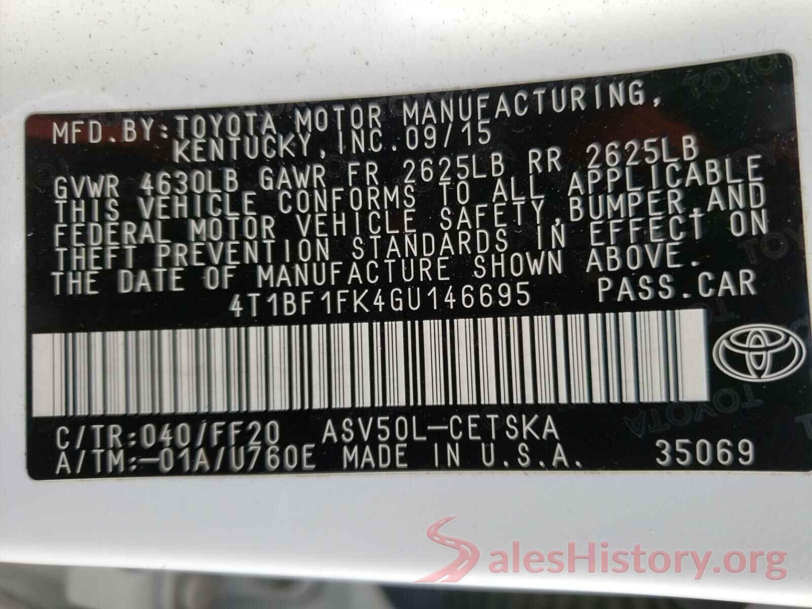 4T1BF1FK4GU146695 2016 TOYOTA CAMRY